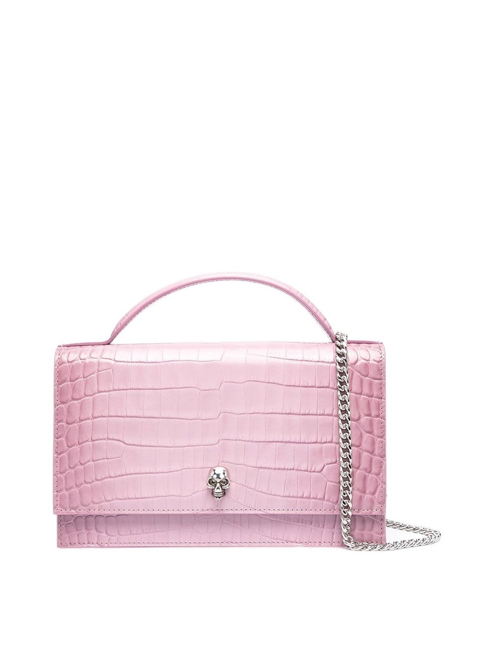 Alexander McQueen Light lilac pink Croc-Embossed Top-Handle bag